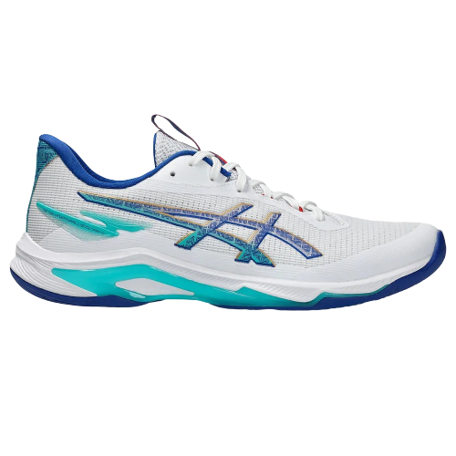 TENIS ASICS NETBURNER BALLISTIC FF 4 WHITE ASICS BLUE